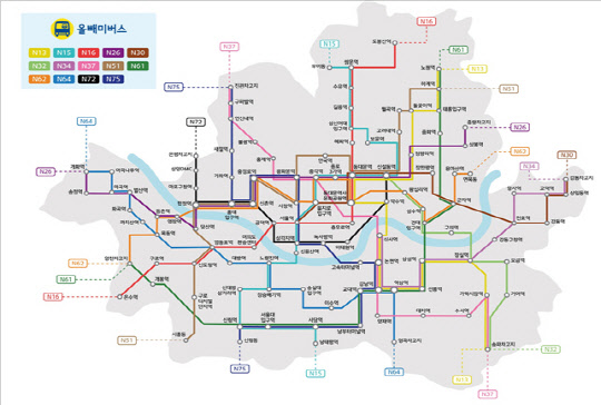 서울시 '올빼미버스' 노선도.  <사진=서울시>